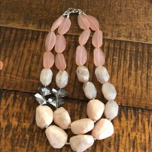 Chunky pink two strand necklace